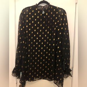 Lane Bryant•24•Long sheer sleeves•Black with gold dots